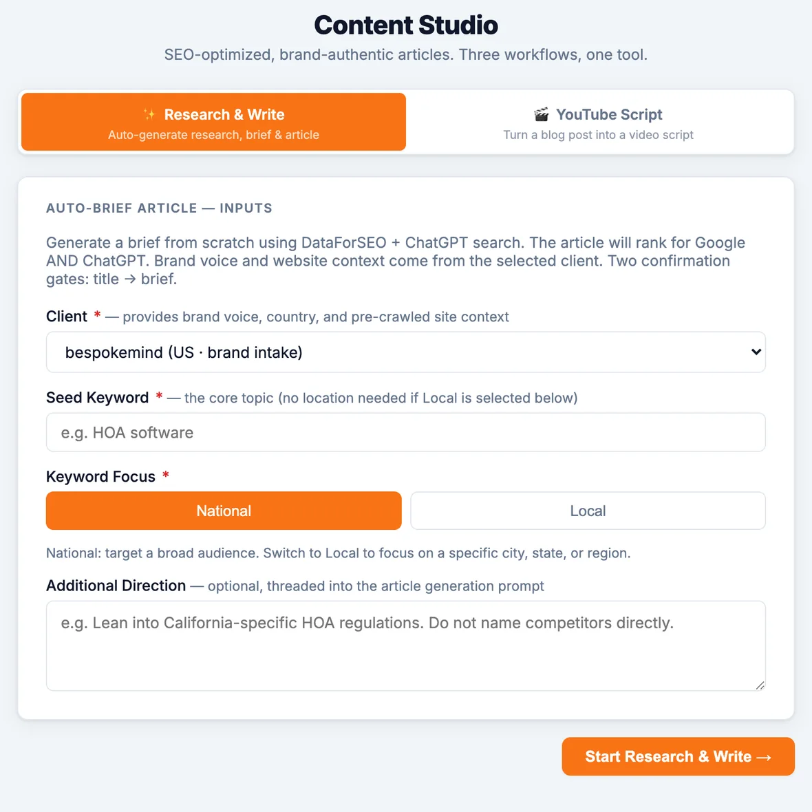 Simba Buddy Content Studio — SEO article generator