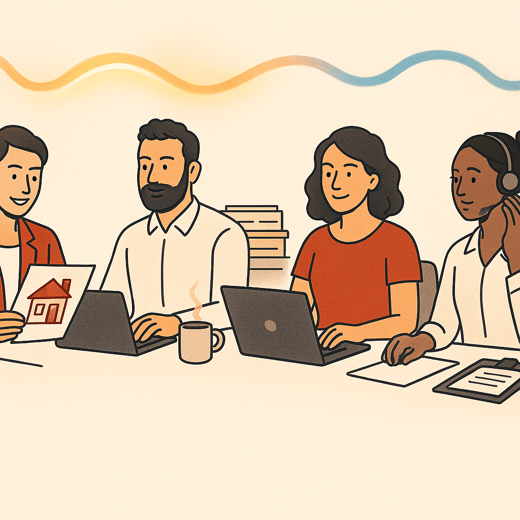 A diverse group of professionals from different industries—a real estate agent, an operations manager, a small business 